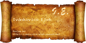 Ivánkovics Elek névjegykártya