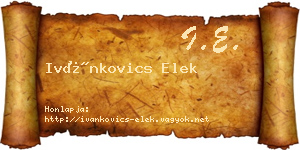 Ivánkovics Elek névjegykártya